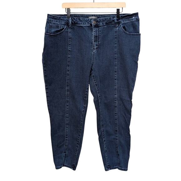 Kate & Mallory Jeans Womens 20W Blue High Rise Skinny Slit Ankle Dark Wash Denim - Picture 1 of 7
